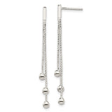 Sterling Silver Drop Earrings with Linear Strand Design and Polished Bead Accents