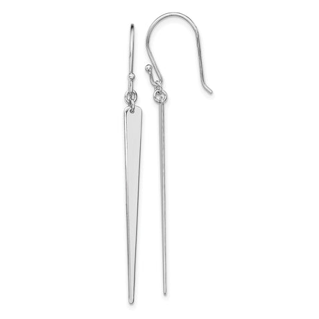 Sterling Silver Drop Earrings, Minimalist Tapered Bar Design, Long Linear Dangles, Contemporary Style