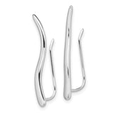 Sterling Silver Threader Earrings, Modern Wave Design, Minimalist Long Drop Style for Women