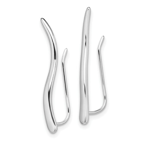 Sterling Silver Threader Earrings, Modern Wave Design, Minimalist Long Drop Style for Women