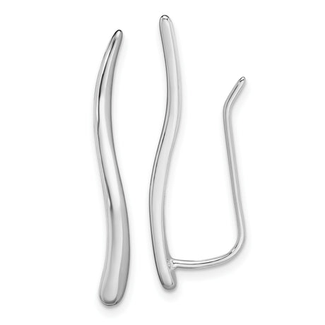 Sterling Silver Threader Earrings, Modern Wave Design, Minimalist Long Drop Style for Women