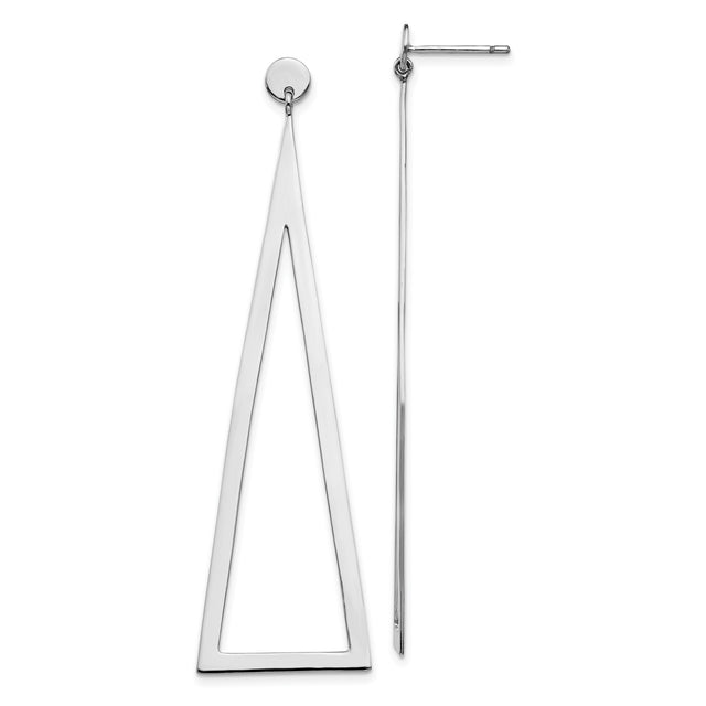 Sterling Silver Drop Earrings with Open Triangle Design, Modern Minimalist Style for Women