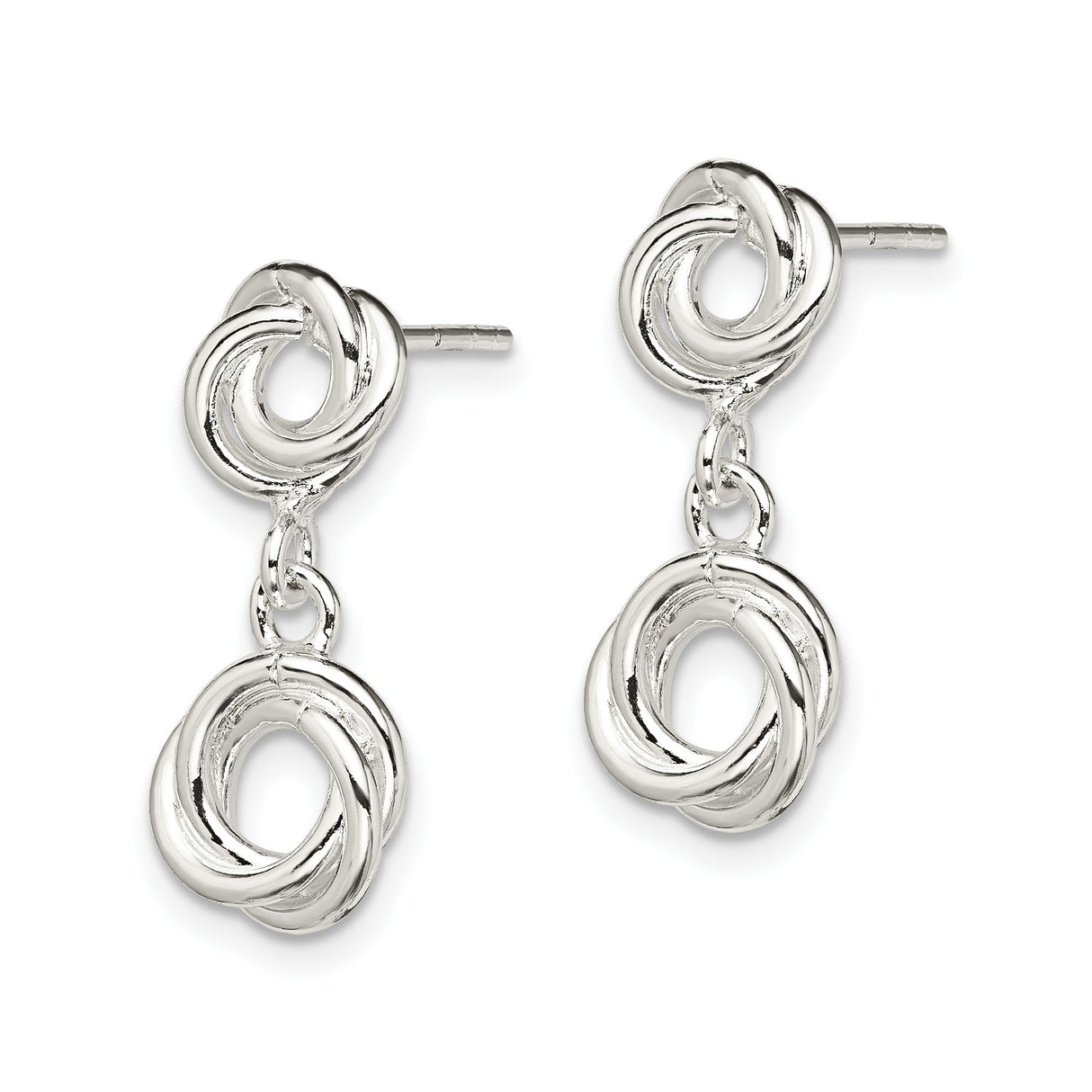 Sterling Silver Love Knot Drop Earrings with Double Open Knot Design for Women