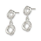 Sterling Silver Love Knot Drop Earrings with Double Open Knot Design for Women