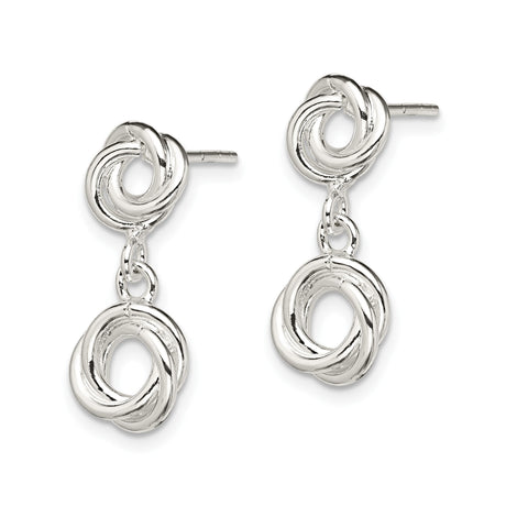Sterling Silver Love Knot Drop Earrings with Double Open Knot Design for Women