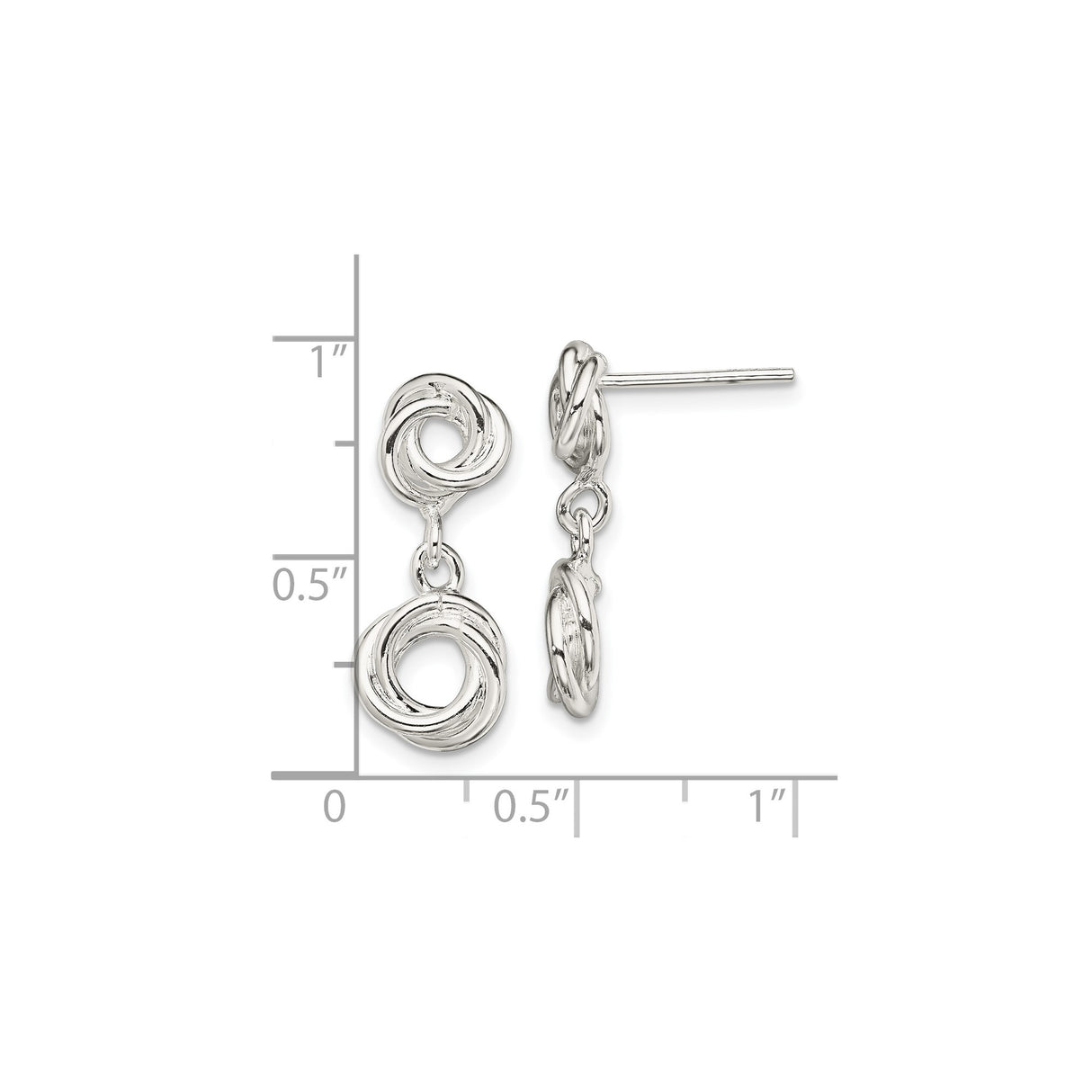 Sterling Silver Love Knot Drop Earrings with Double Open Knot Design for Women