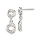 Sterling Silver Love Knot Drop Earrings with Double Open Knot Design for Women