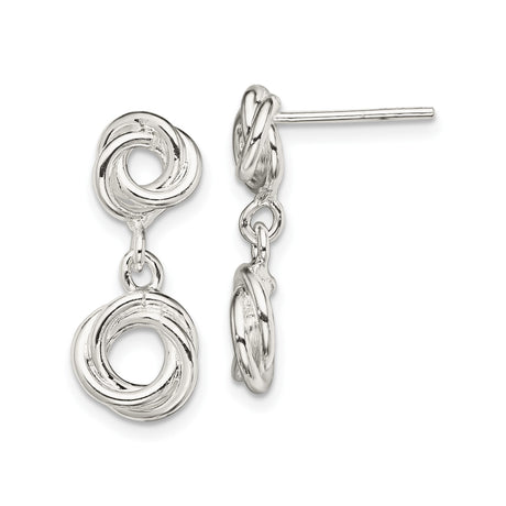 Sterling Silver Love Knot Drop Earrings with Double Open Knot Design for Women