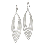 Sterling Silver Dangle Earrings with Layered Marquise Shape and Openwork Lattice Design
