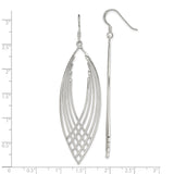 Sterling Silver Dangle Earrings with Layered Marquise Shape and Openwork Lattice Design