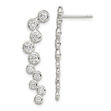 Sterling Silver Drop Earrings with Cubic Zirconia, Cascading Bubble Design