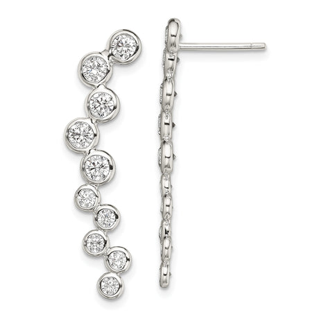 Sterling Silver Drop Earrings with Cubic Zirconia, Cascading Bubble Design