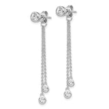 Sterling Silver Drop Earrings with Cubic Zirconia, Delicate Threader Style for Women