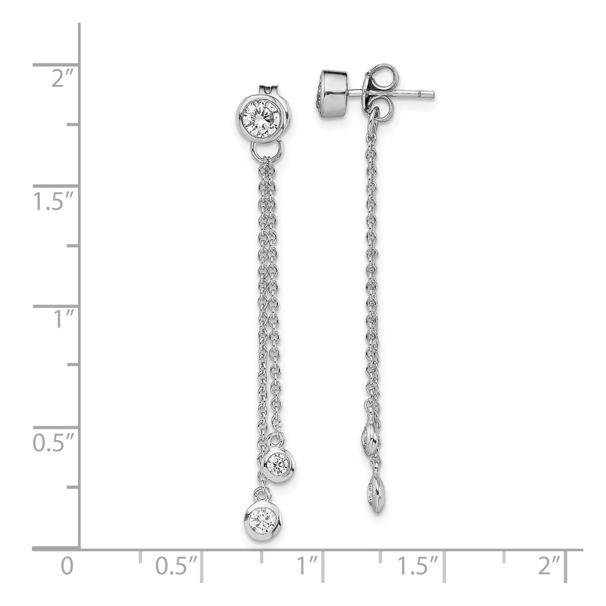 Sterling Silver Drop Earrings with Cubic Zirconia, Delicate Threader Style for Women