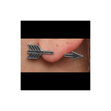 Sterling Silver Arrow Stud Earrings with Black Cubic Zirconia, Minimalist Boho Style