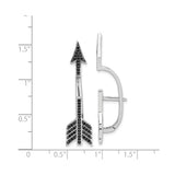 Sterling Silver Arrow Stud Earrings with Black Cubic Zirconia, Minimalist Boho Style