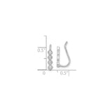 Sterling Silver Drop Earrings with Four Diamond-Shaped Cubic Zirconia, Long Linear Design