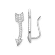 Sterling Silver Arrow Ear Climber Earrings with Cubic Zirconia, Minimalist Modern Design for Women