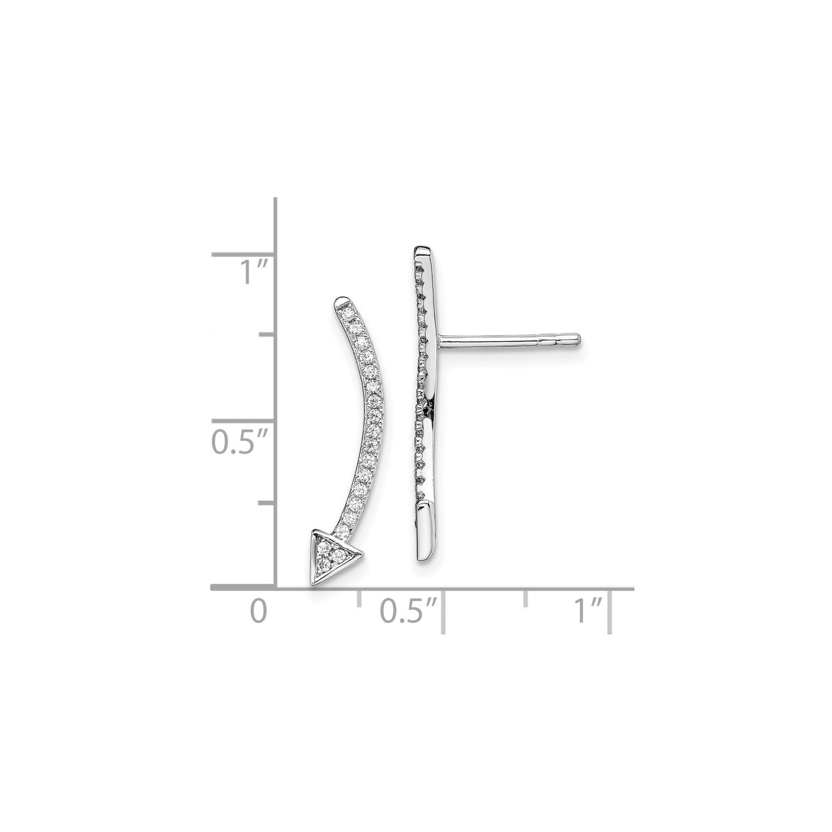 Sterling Silver Arrow Ear Climbers with Cubic Zirconia, Curved Bar Design, Minimalist Jewelry