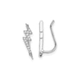 Sterling Silver Lightning Bolt Climber Earrings with Cubic Zirconia, Modern Edgy Design for Women