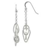 Sterling Silver Dangle Earrings with Cubic Zirconia, Teardrop and Marquise Loops