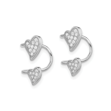 Sterling Silver Stacked Hearts Ear Cuff With Pave Hearts
