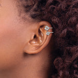 Sterling Silver Double Heart Cuff Earrings Cubic Zirconia