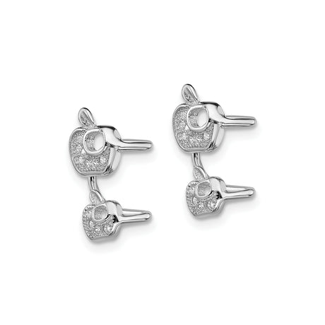 Sterling Silver Apple Cufflinks With Crystal Studded Design