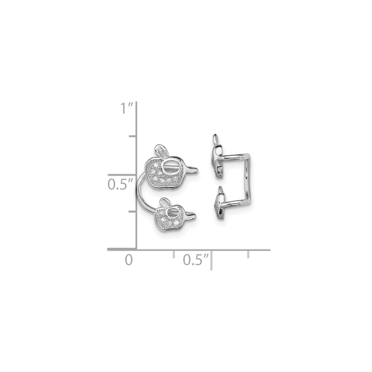Sterling Silver Apple Cufflinks With Crystal Studded Design