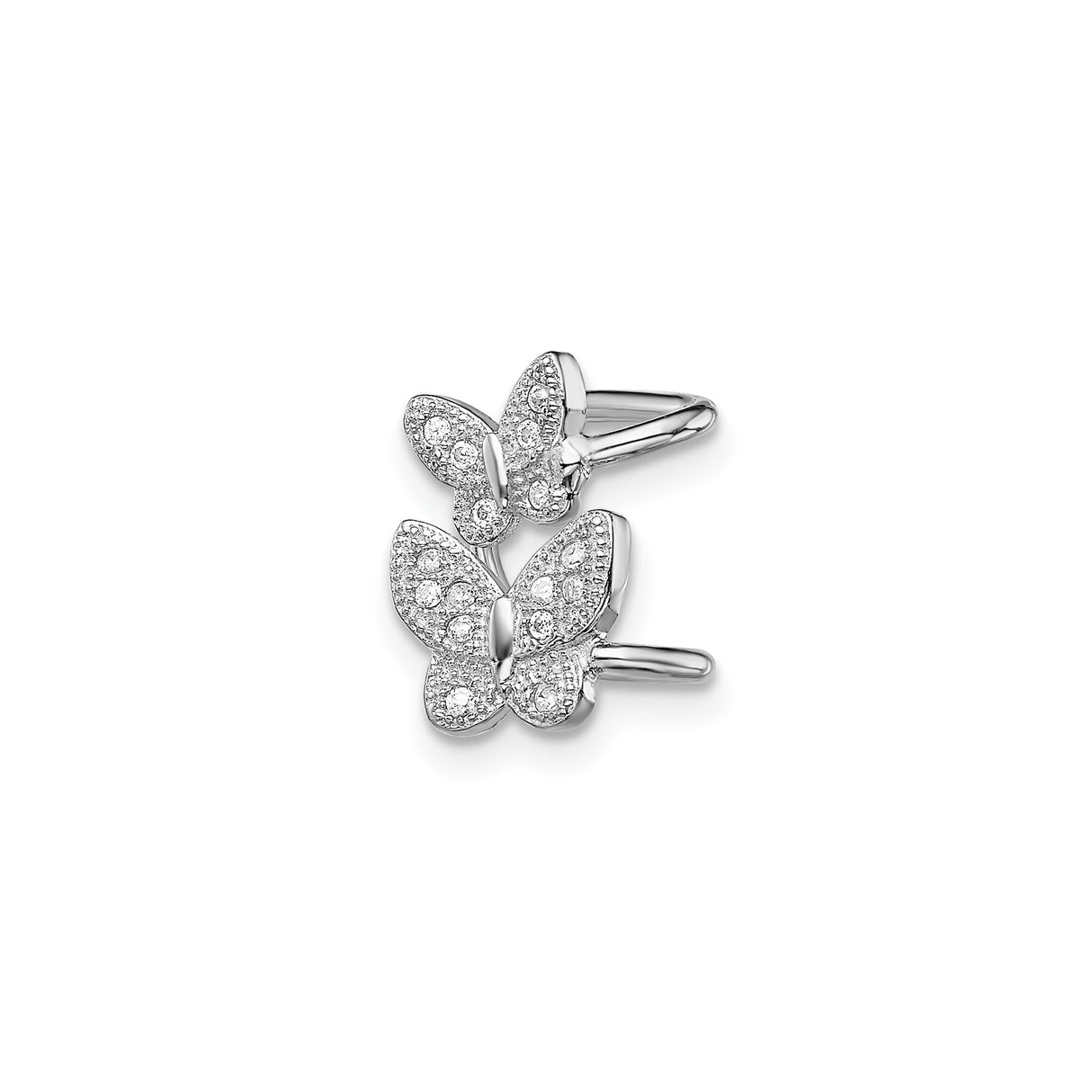 Sterling Silver Butterfly Ring Dual Pave Cubic Zirconia