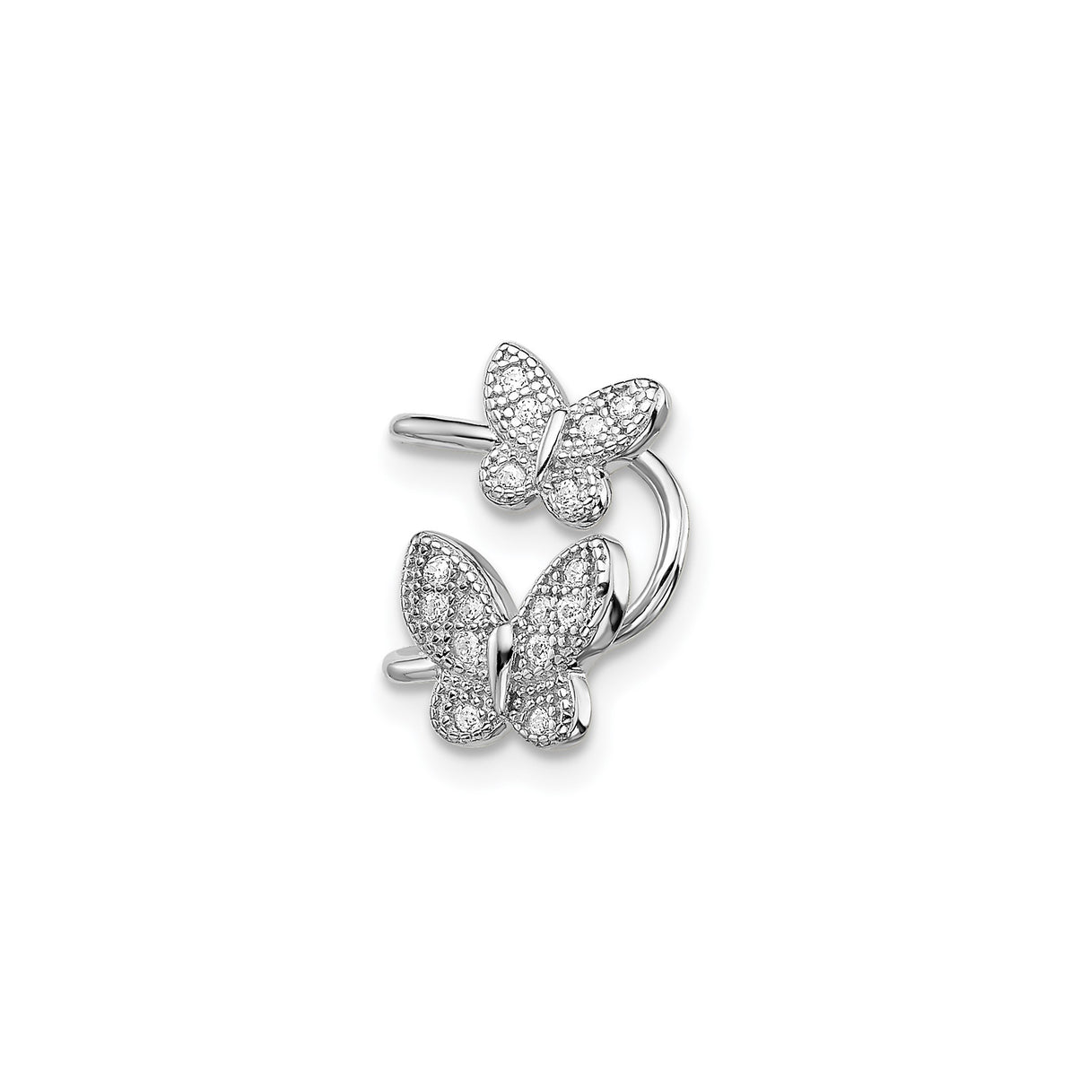 Sterling Silver Open Wrap Ring With Pave Crystal Butterfly