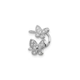 Sterling Silver Open Wrap Ring With Pave Crystal Butterfly