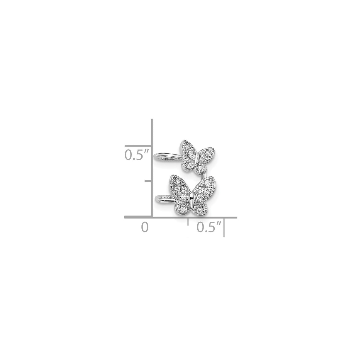 Sterling Silver Open Wrap Ring With Pave Crystal Butterfly