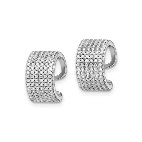 Sterling Silver Ear Cuff Pavé CZ Wide Front No Piercing