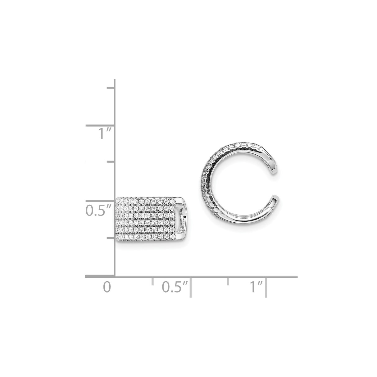 Sterling Silver Ear Cuff Pavé CZ Wide Front No Piercing