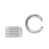 Sterling Silver Ear Cuff for Women with Pavé Cubic Zirconia, Wide Front No Piercing Earring in Modern Design, Trendy Stackable Sparkly Cuff for Fashion Looks, Elegant Metal Ear Accessory