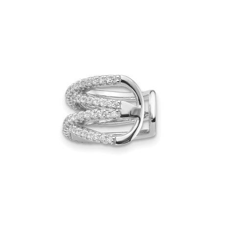 Sterling Silver Layered Crossover Ear Cuff Pave CZ