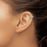 Sterling Silver Layered Crossover Ear Cuff Pave CZ