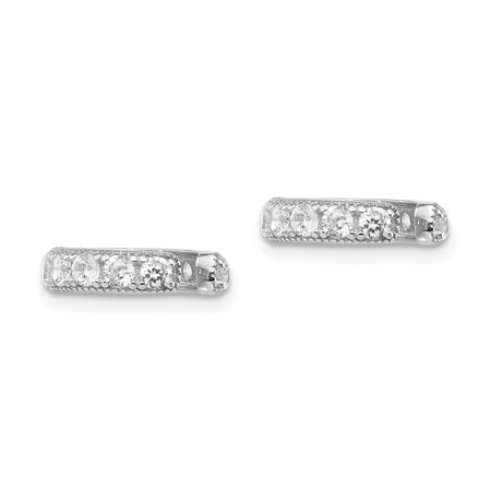 Sterling Silver Pave CZ Ear Cuffs Nonpierced Clip Earrings