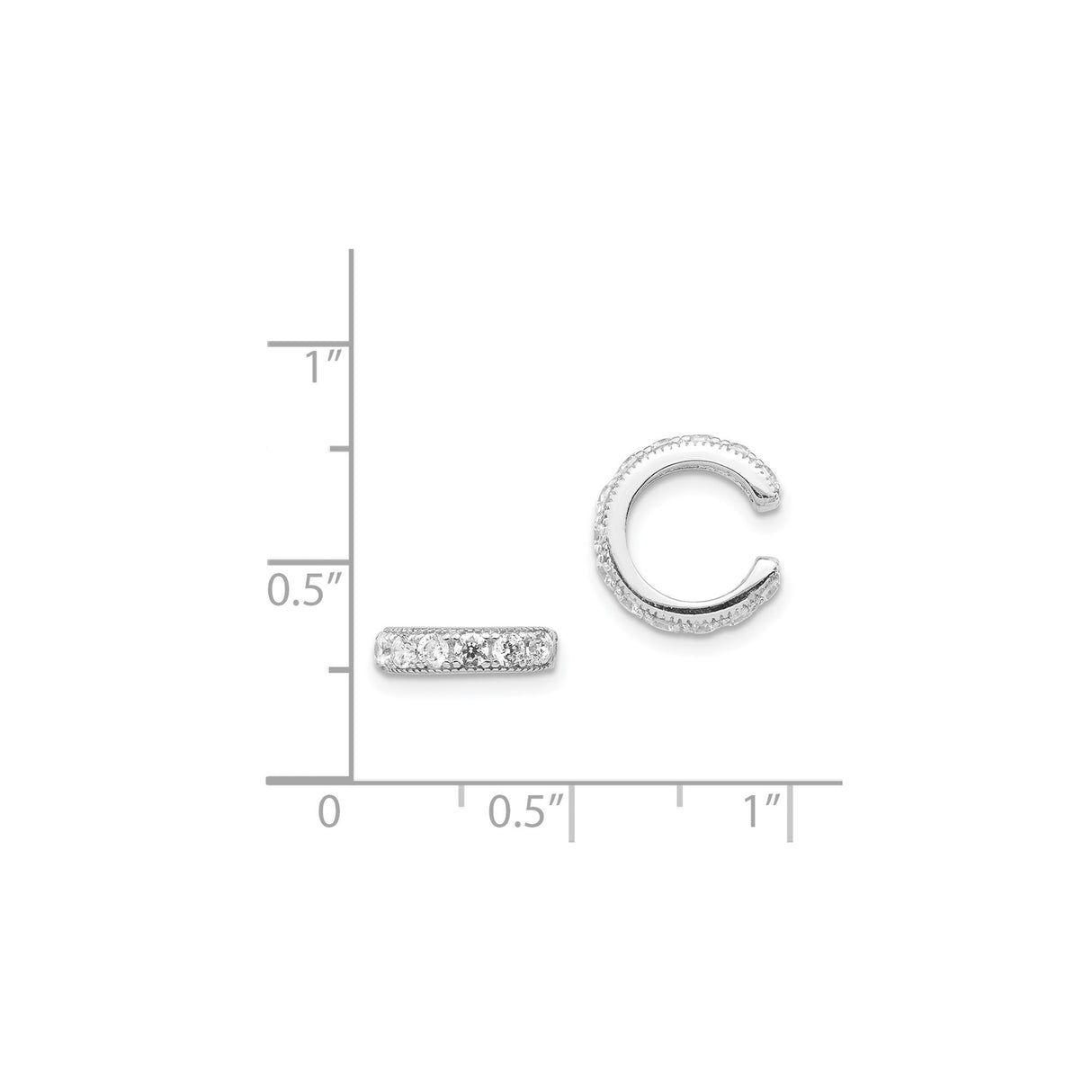 Sterling Silver Pave CZ Ear Cuffs Nonpierced Clip Earrings