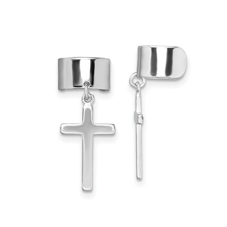 Polished Silver Cross Pendant Necklace with Drop Charm for Men and Women Fashion Spiritual Jewelry Accessory Modern Gold Look Sleek Statement Style Unisex Urban Earrings and Minimalist Pendant