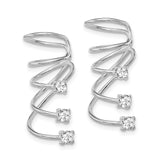 Sterling Silver Ear Climbers With Three CZ Stones Curved