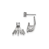 Sterling Silver Front Back Earrings with Cubic Zirconia, Modern Statement Design