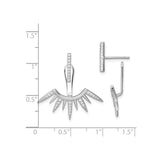 Sterling Silver Sunburst Spike Earrings with Cubic Zirconia, Modern Dual Layer Jacket Design