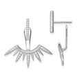Sterling Silver Sunburst Spike Earrings with Cubic Zirconia, Modern Dual Layer Jacket Design