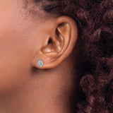 Sterling Silver Teardrop Earrings With Pave Cubic Zirconia