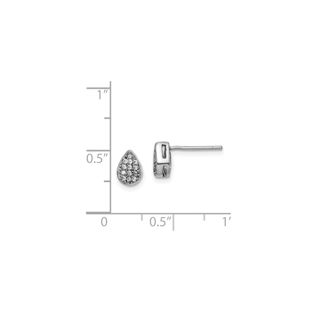 Sterling Silver Teardrop Earrings With Pave Cubic Zirconia