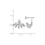 Sterling Silver Ear Jacket Earrings with Cubic Zirconia, Layered Multi-Band Fan Design