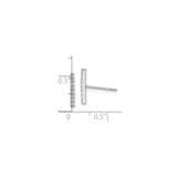 Sterling Silver Bar Stud Earrings with Cubic Zirconia, Minimalist Vertical Line Design