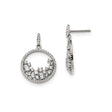 Sterling Silver Dangle Earrings with Cubic Zirconia, Open Circle Wave Design